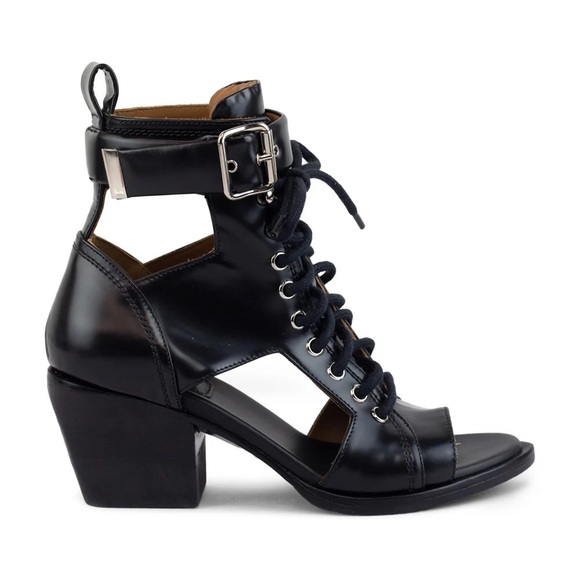 Chloe black leather Rylee open toe lace up sandal boots - size 39.5 / US 8.5 - Picture 3 of 6